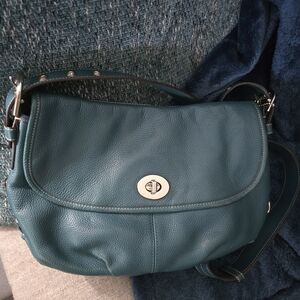 Coach Teal Leather Shoulder Bag